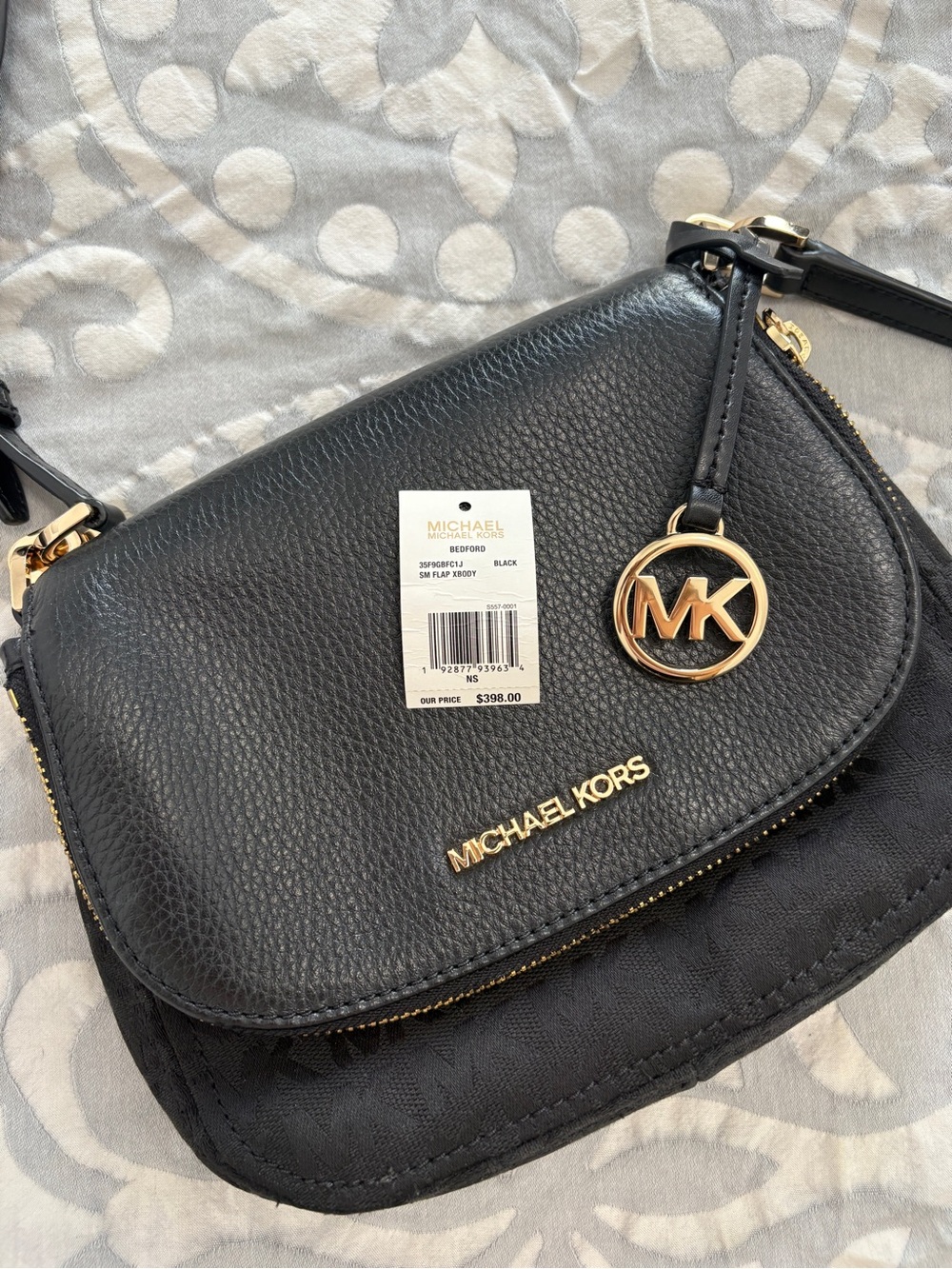 Michael Kors Black Leather Crossbody with Gold Hardware